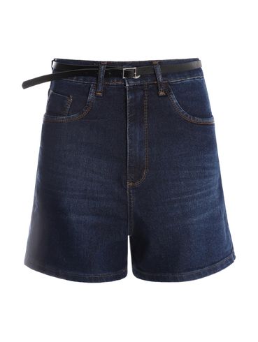 Short Jeans Com Cinto Pisom Feminino AZUL