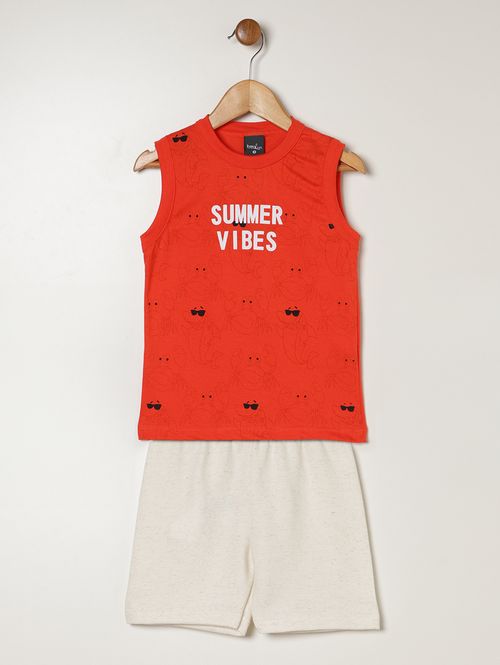 Conjunto Curto Estampado Infantil Para Menino - LARANJA