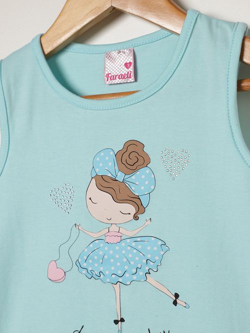 Blusa Cotton Infantil Para Menina - AZUL CLARO