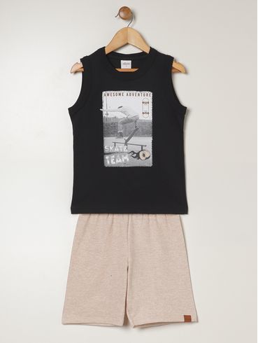 Conjunto Moletinho Infantil Para Menino - PRETO