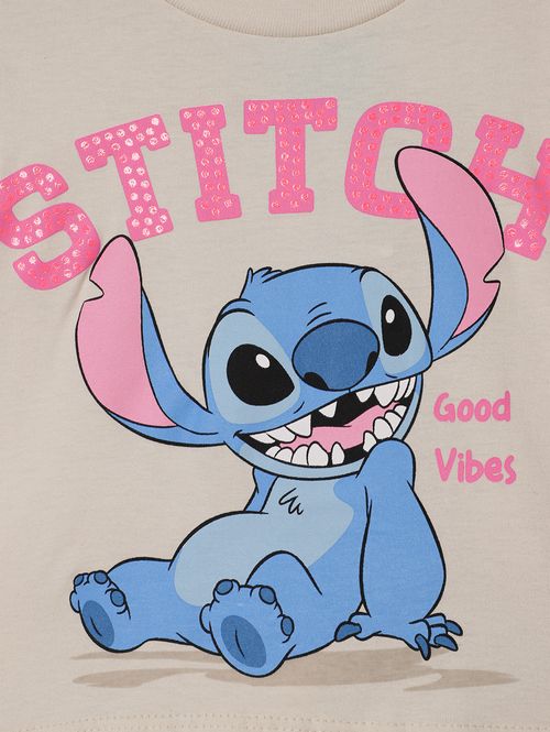 Conjunto Curto Stitch Disney Infantil Para Menina- OFF WHITE