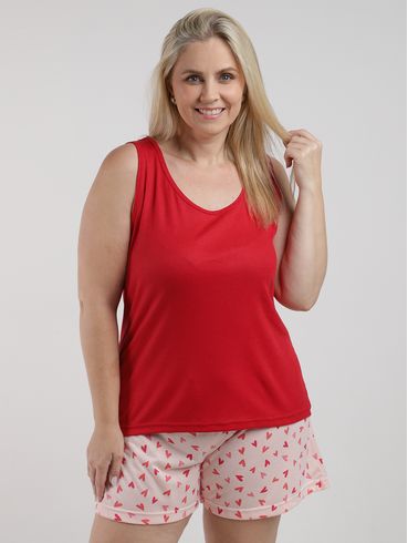 Pijama Curto Plus Size Feminino VERMELHO