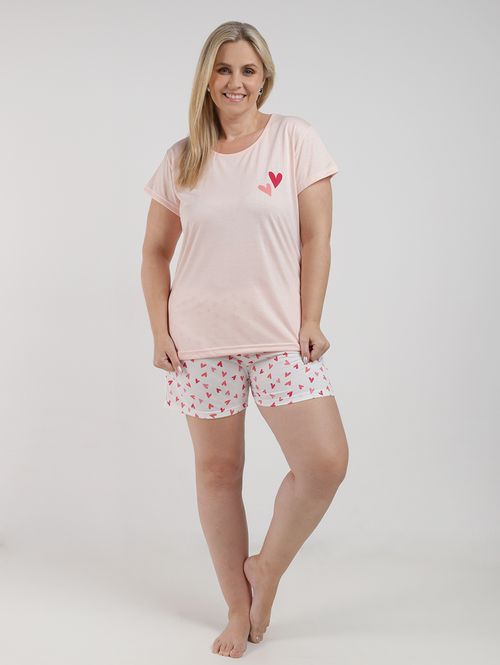 Pijama Estampado Plus Size Feminino SALMAO