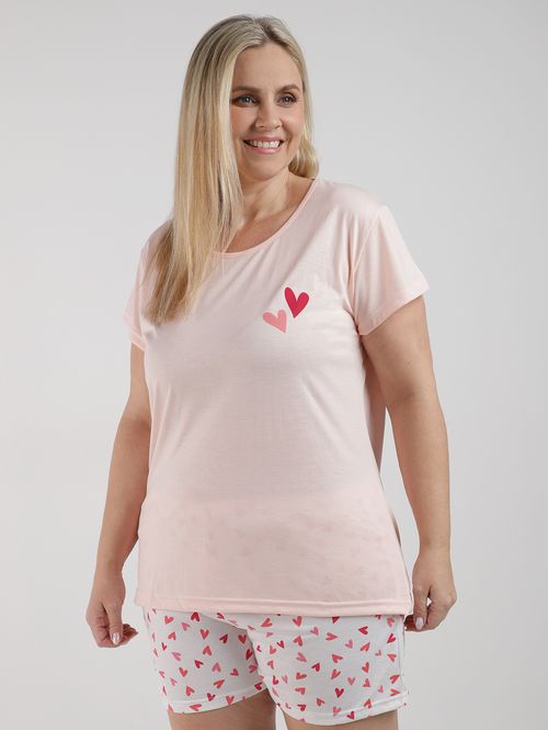 Pijama Estampado Plus Size Feminino SALMAO