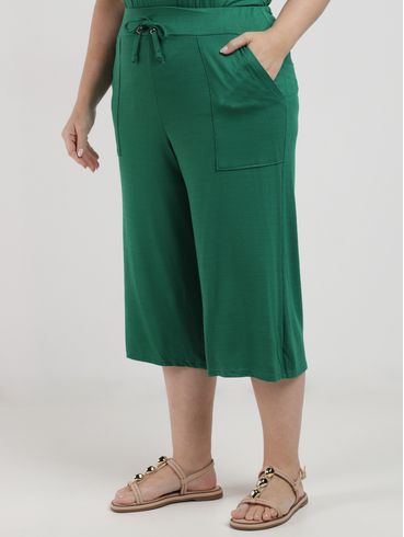 Calça Malha Vicenza Pantacourt Plus Size Feminina VERDE