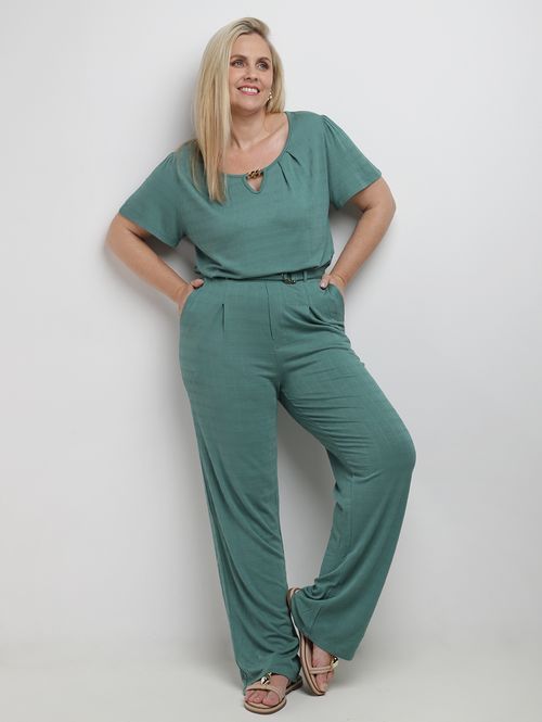 Calça Malha Wide Leg Autentique Plus Size Feminina VERDE