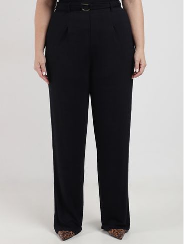 Calça Malha Wide Leg Autentique Plus Size Feminina PRETO