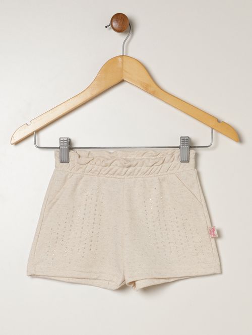 Short Moletinho Brilhoso Infantil Para Menina - NATURAL