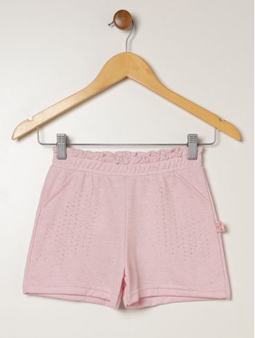 Short Moletinho Brilhoso Infantil Para Menina - ROSA CLARO
