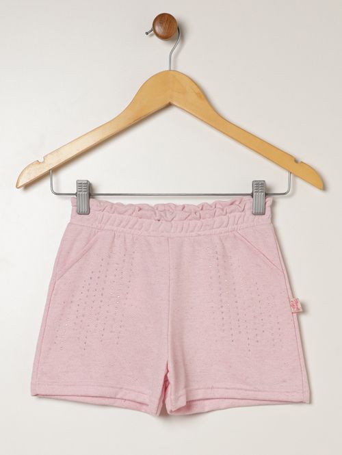 Short Moletinho Brilhoso Infantil Para Menina - ROSA CLARO