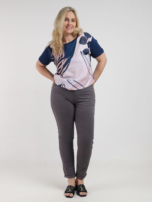 Calça Cigarrete Sarja Plus Size Feminina CINZA