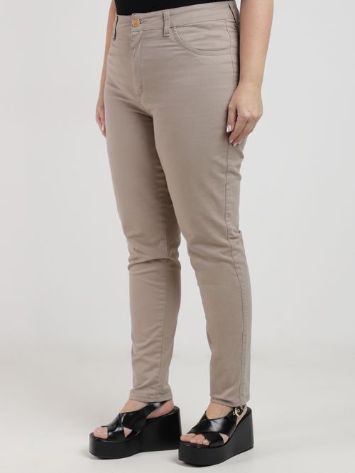 Calça Sarja Cigarrete Plus Size Feminina CAQUI