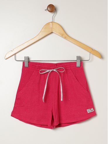 Short Canelado Com Glitter Juvenil Para Menina - PINK