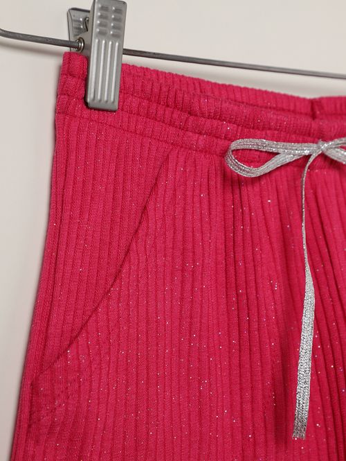 Short Canelado Com Glitter Juvenil Para Menina - PINK