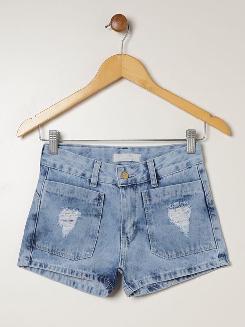 Short Jeans Juvenil Para Menina - AZUL