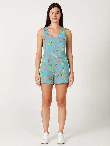 Macaquinho Estampado Feminino Azul