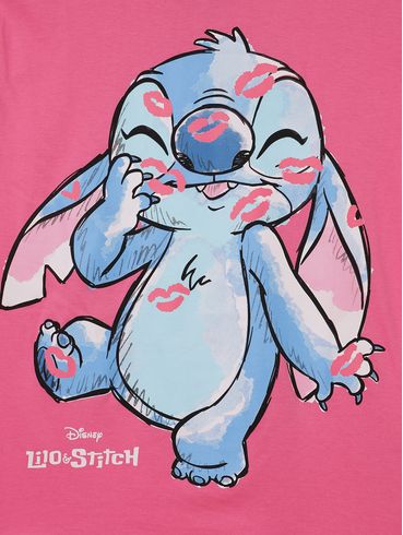 Blusa Manga Curta Stitch Juvenil Para Menina - ROSA