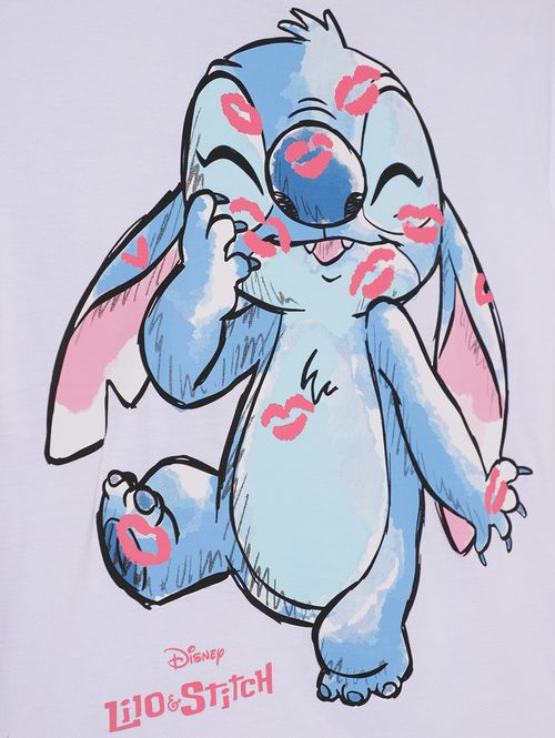 Blusa Manga Curta Stitch Juvenil Para Menina - BRANCO