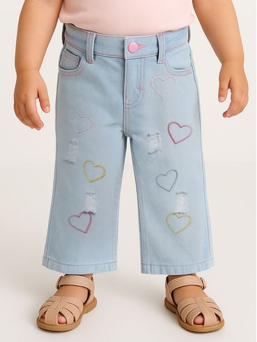 Calça Jeans Infantil Para Menina - AZUL