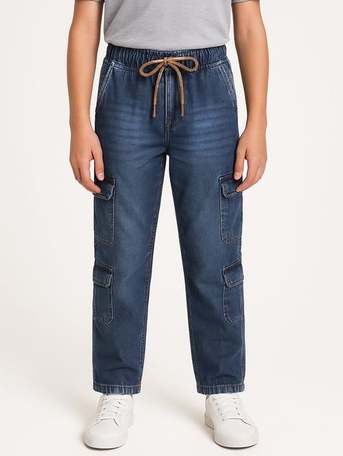 Calça Jeans Cargo Juvenil Para Menino - AZUL