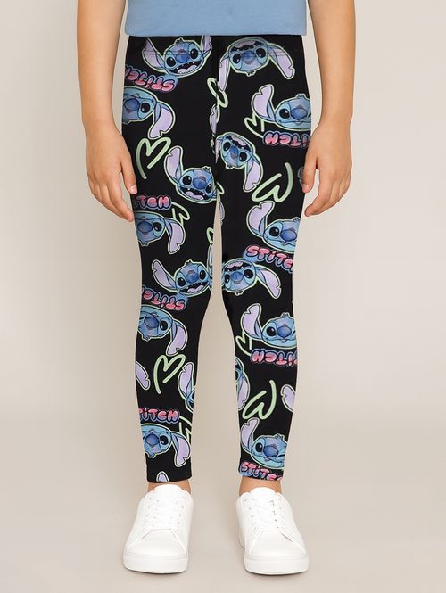 Calça Legging Stitch Disney Infantil Para Menina - PRETO
