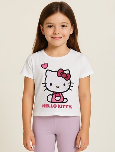 Blusa Cotton Manga Curta Infantil Para Menina - BRANCO