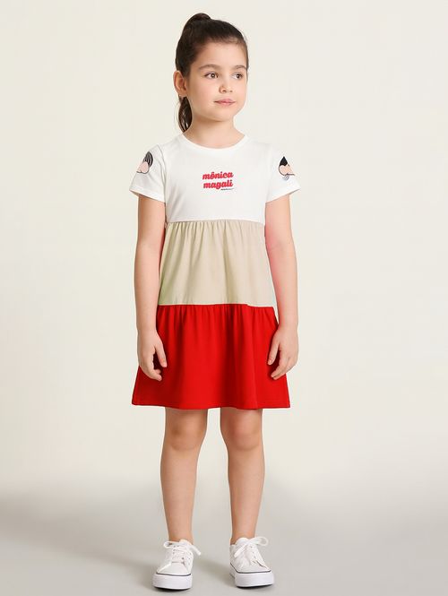 Vestido Turma da Mônica Infantil Para Menina- BRANCO