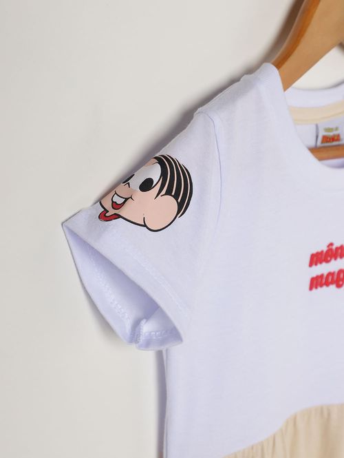 Vestido Turma da Mônica Infantil Para Menina- BRANCO