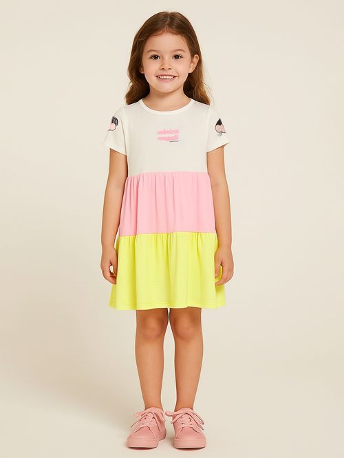 Vestido Turma da Mônica Infantil Para Menina- OFF WHITE