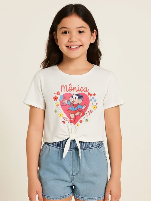 Blusa Turma da Mônica Infantil Para Menina - OFF WHITE