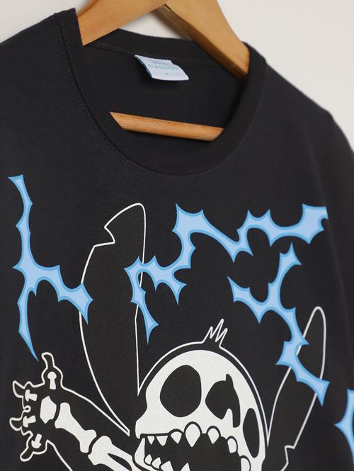 Camiseta Stitch Manga Curta Infantil Para Menino- PRETO