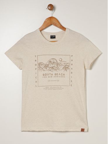 Camiseta Eco Linho Juvenil Para Menino - OFF WHITE