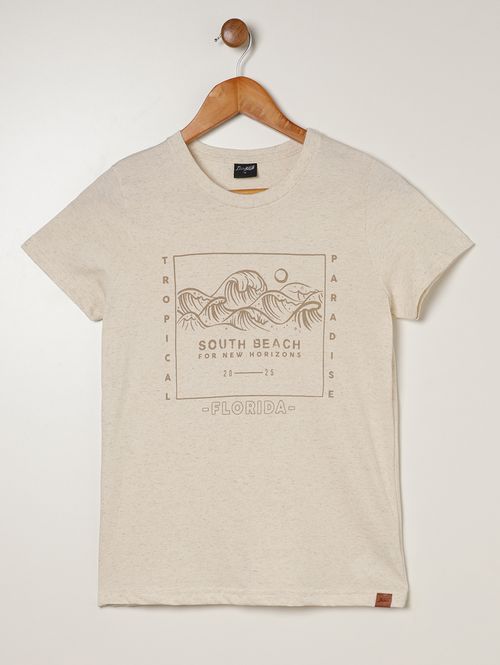 Camiseta Eco Linho Juvenil Para Menino - OFF WHITE