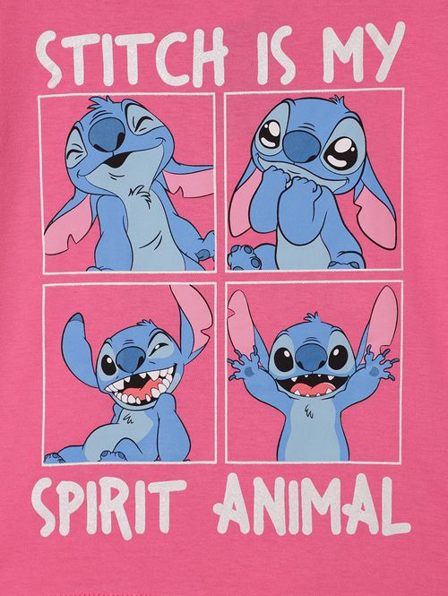 Blusa Stitch Manga Curta Infantil Para Menina - ROSA