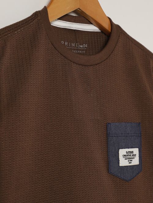 Camiseta Manga Curta Infantil Para Menino- MARROM