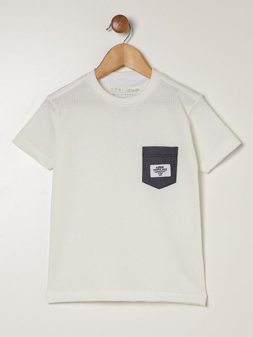 Camiseta Manga Curta Infantil Para Menino- OFF WHITE