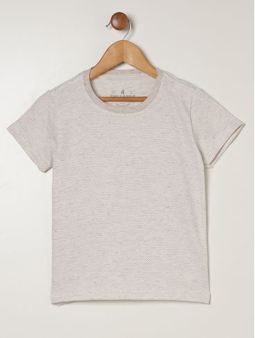 Camiseta Linho Manga Curta Infantil Para Menino - OFF WHITE