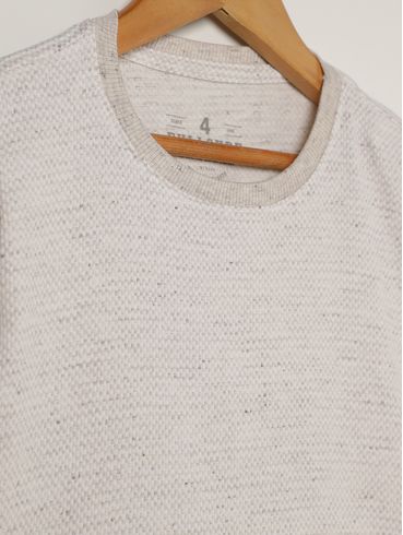 Camiseta Linho Manga Curta Infantil Para Menino - OFF WHITE