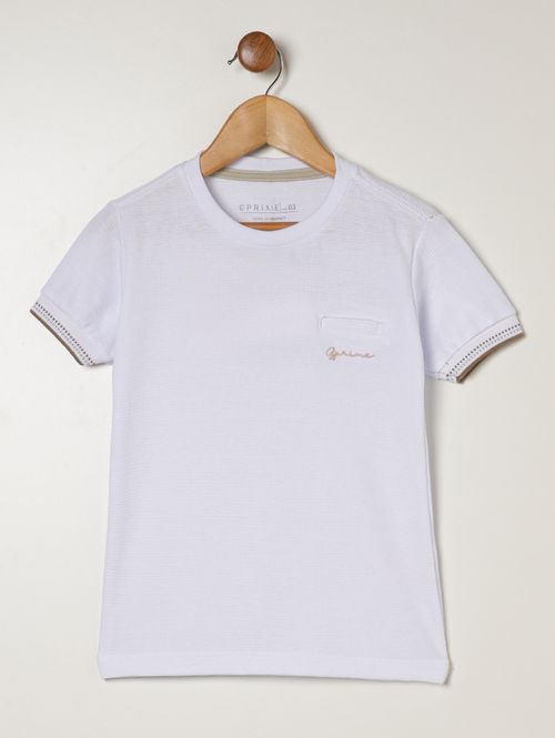 Camiseta Manga Curta Infantil Para Menino - BRANCO