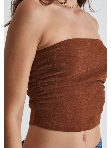 Blusa sem alça de lurex