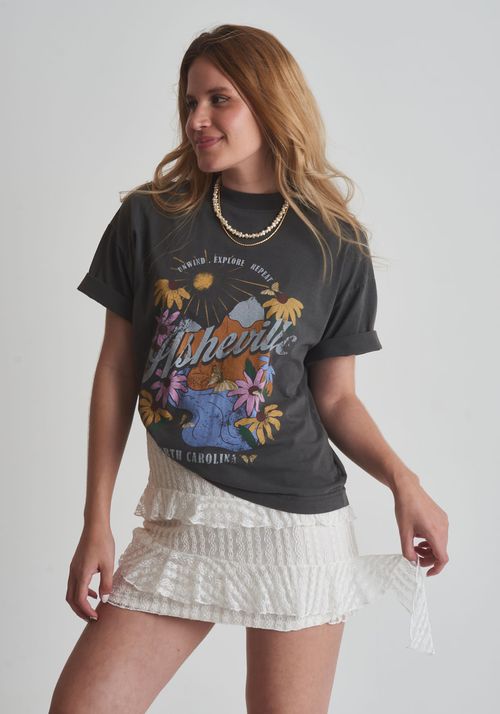 Saia renda babados assimétricos