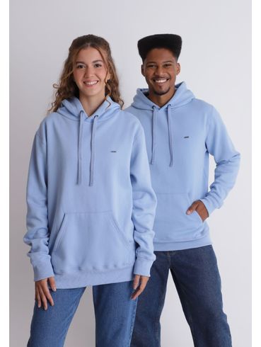 Moletom Canguru Básico Azul Claro