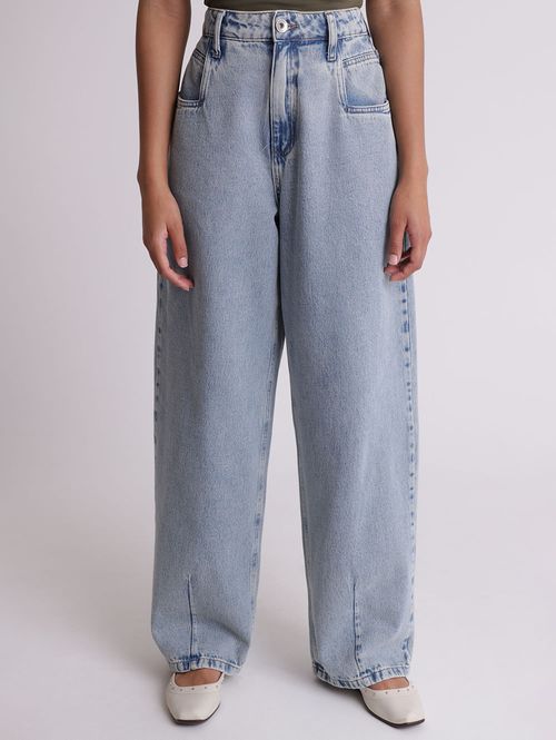 Calça jeans Baggy bolso quadrado