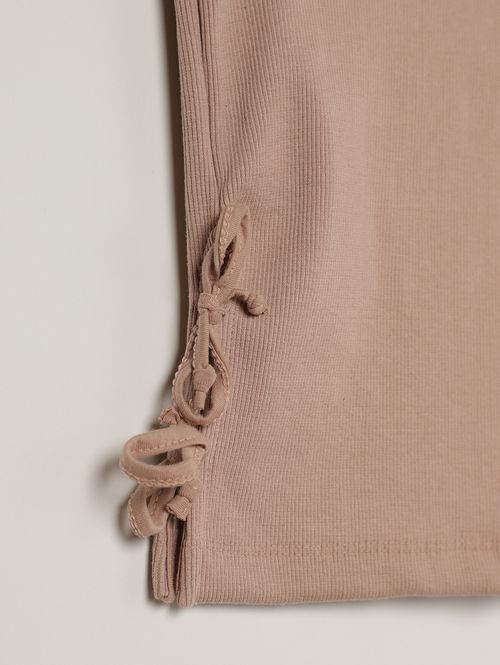 Blusa Canelada Com Amarração Juvenil Para Menina- BEGE