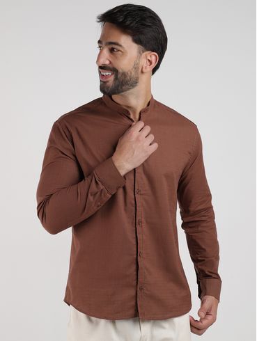 Camisa Gola Padre Masculina MARROM