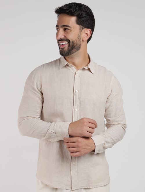 Camisa Linho Masculina BEGE