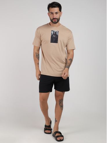 Camiseta Estampada Manga Curta Masculina BEGE