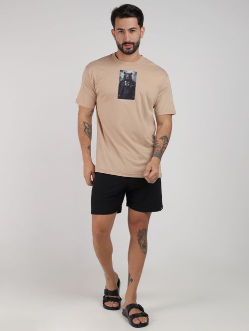 Camiseta Estampada Manga Curta Masculina BEGE