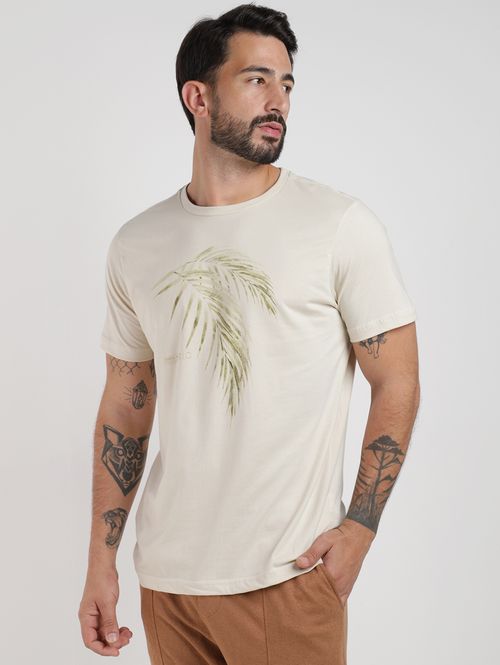 Camiseta Manga Curta Estampada Masculina AREIA