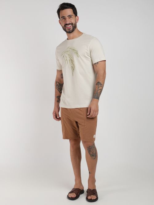 Camiseta Manga Curta Estampada Masculina AREIA